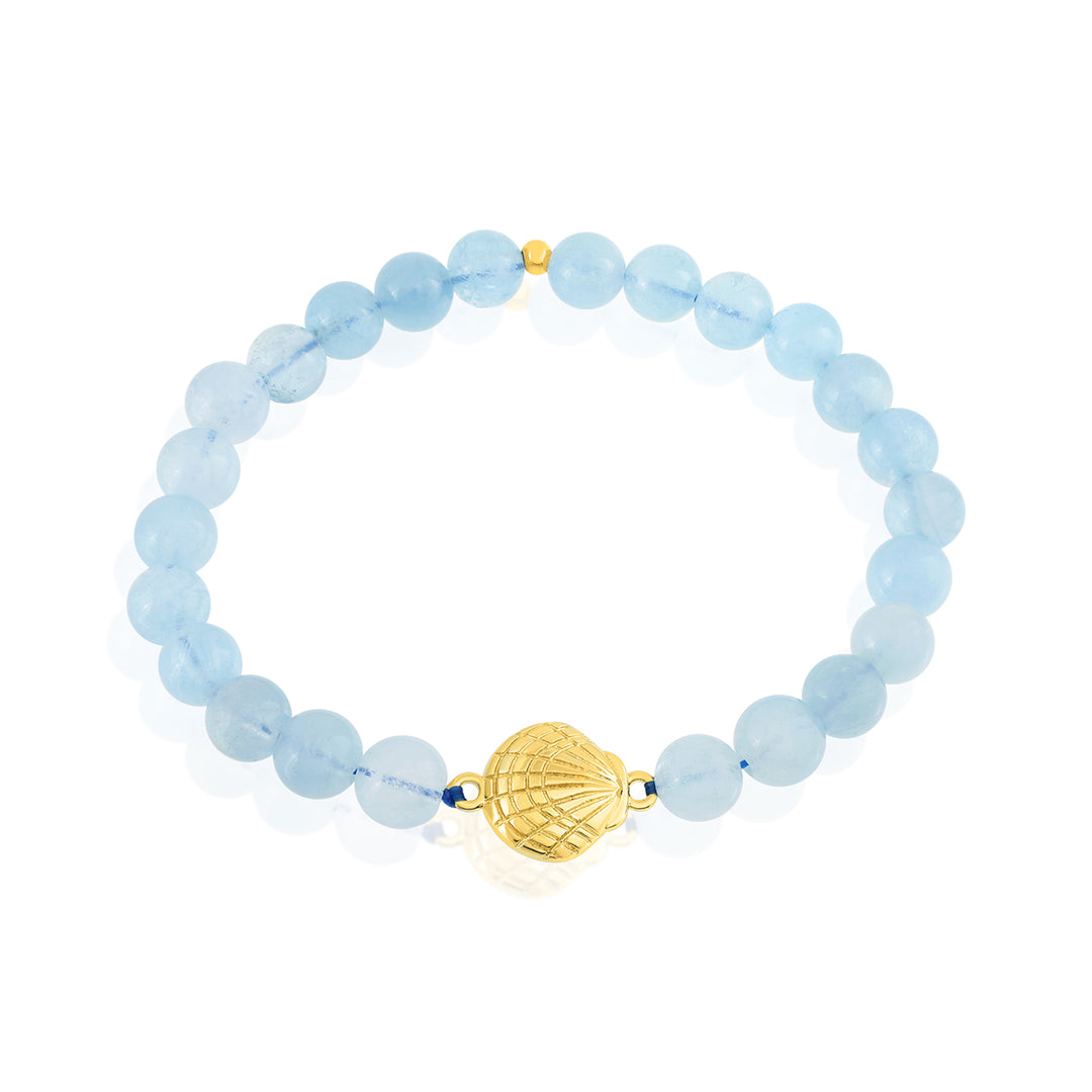 Aquamarine Seashell Charm Bracelet