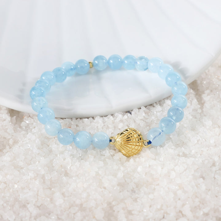 Aquamarine Seashell Charm Bracelet