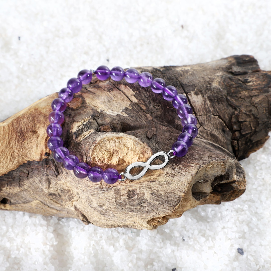 Amethyst Infinity Charm Bracelet