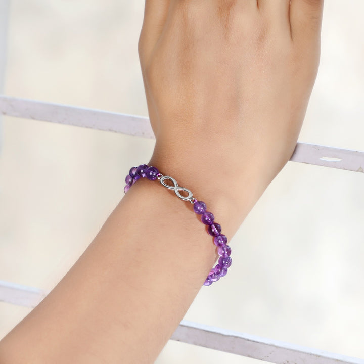 Amethyst Infinity Charm Bracelet