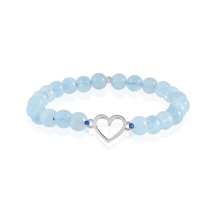 Aquamarine Heart Charm Bracelet