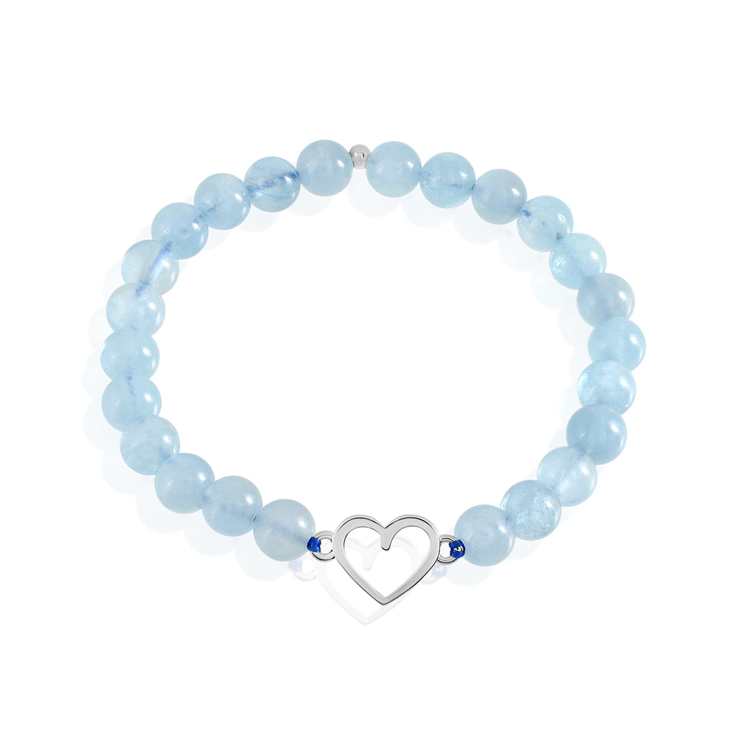 Aquamarine Heart Charm Bracelet