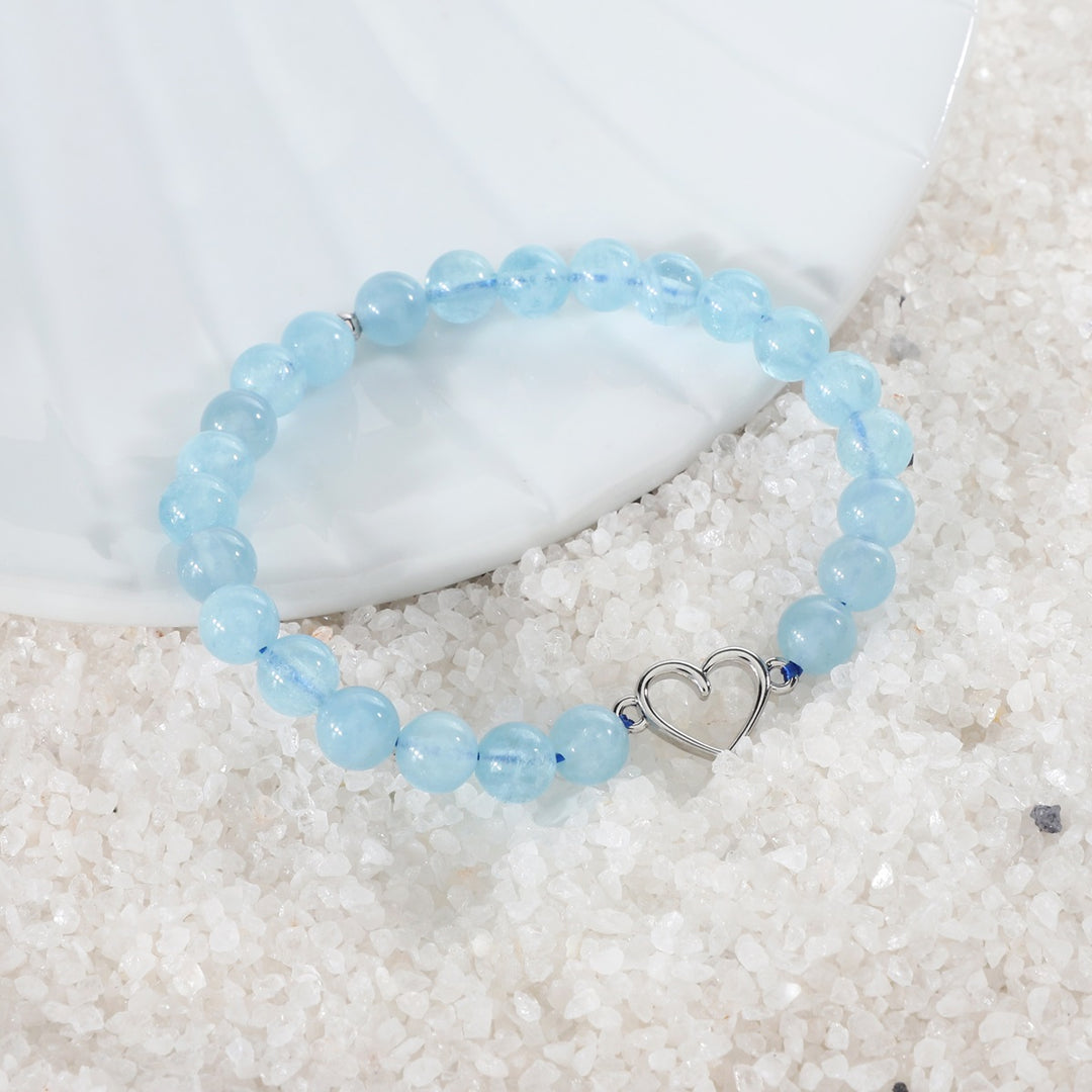 Aquamarine Heart Charm Bracelet