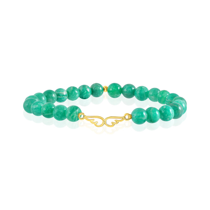 Amazonite Angel Wing Charm Bracelet