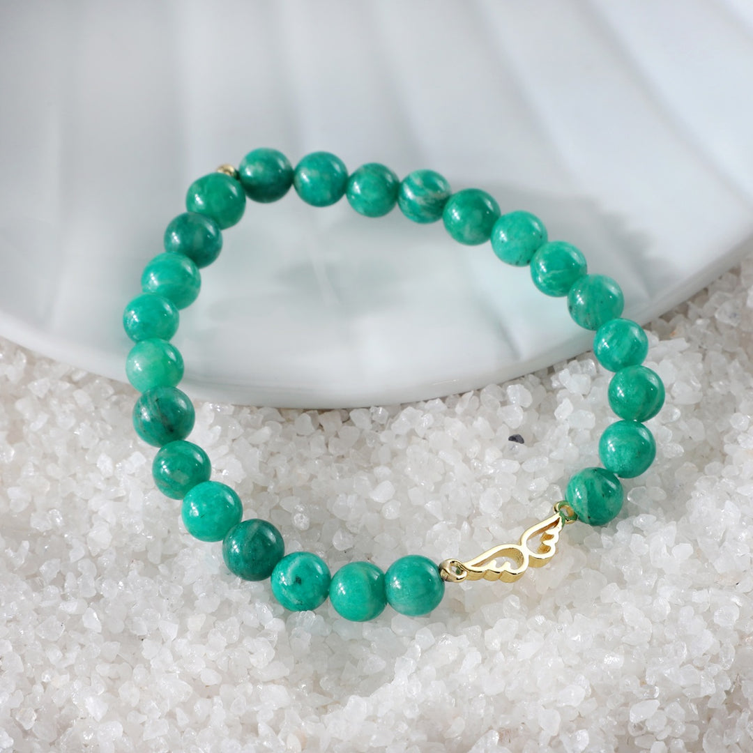 Amazonite Angel Wing Charm Bracelet