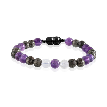 Amethyst, Pyrite and Moonstone Bracelet with Magnetic Lock