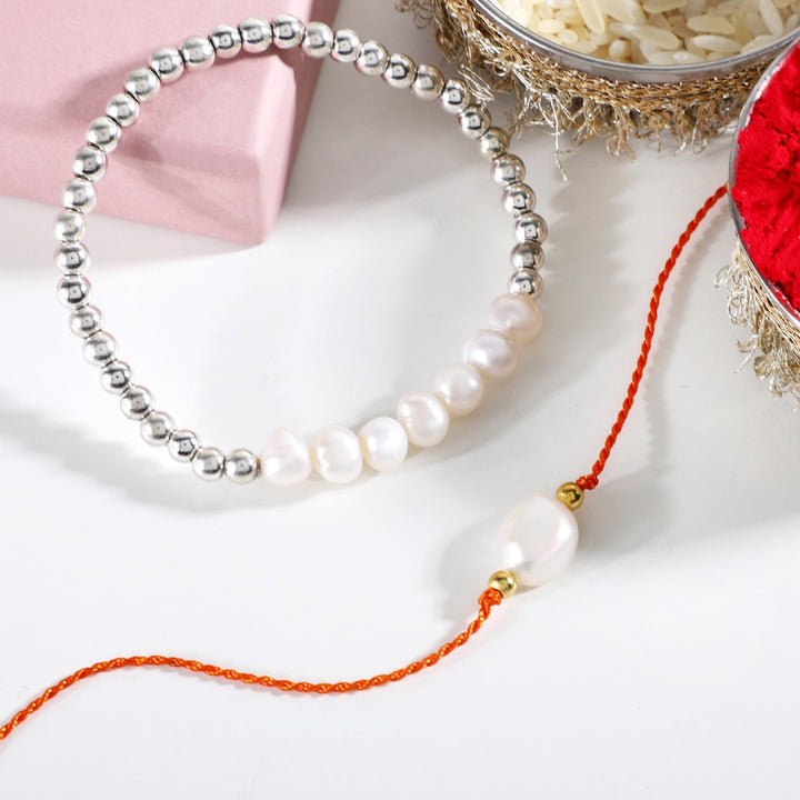 Pearl Rakhi Combo - Purity & Elegance