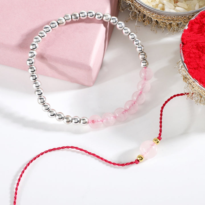 Rose Quartz Rakhi Combo - Love & Compassion