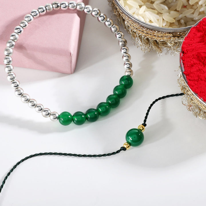 Green Onyx Rakhi Combo - Balance & Strength