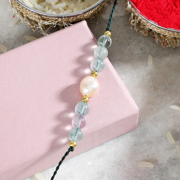 Fluorite and Pearl Rakhi - Clarity & Purity