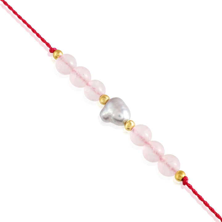 Rose Quartz and Pearl Rakhi - Love & Purity