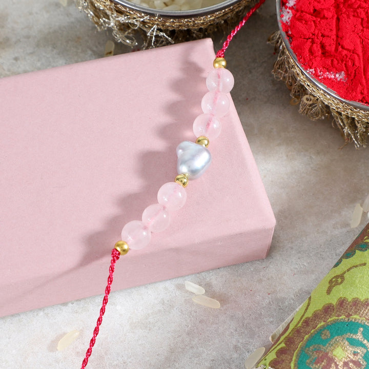 Rose Quartz and Pearl Rakhi - Love & Purity