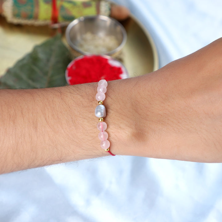 Rose Quartz and Pearl Rakhi - Love & Purity