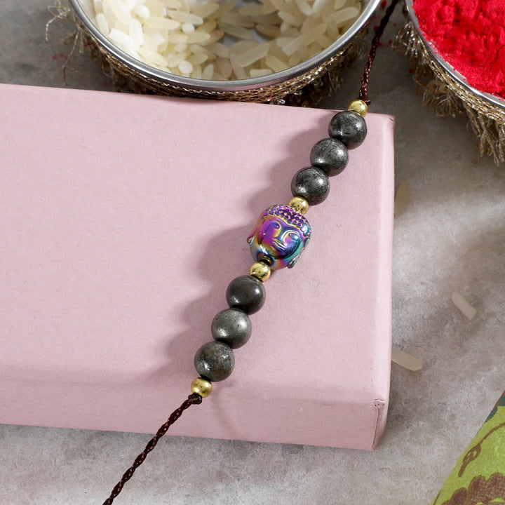 Pyrite Buddha Rakhi - Prosperity & Stability