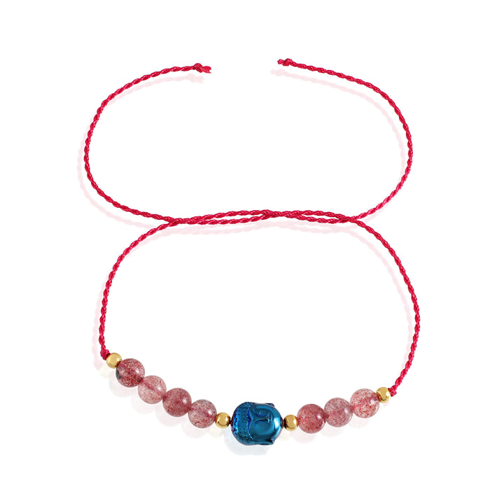 Strawberry Quartz Buddha Rakhi - Love & Enlightenment