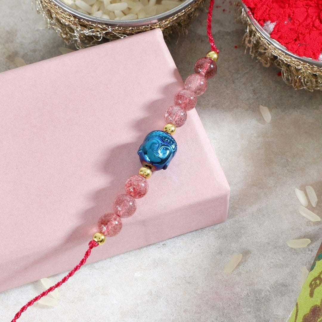 Strawberry Quartz Buddha Rakhi - Love & Enlightenment