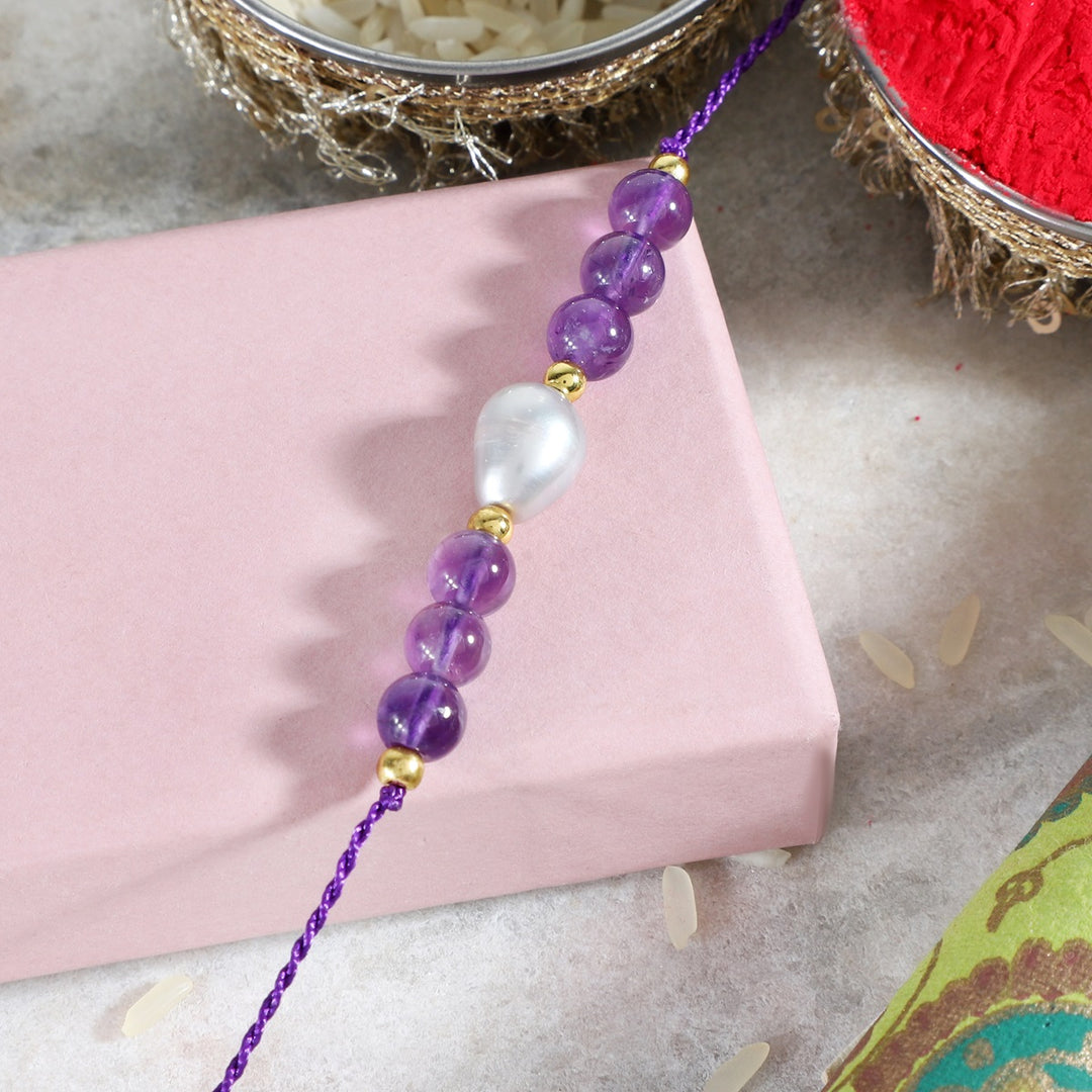 Amethyst and Pearl Rakhi - Serenity & Purity