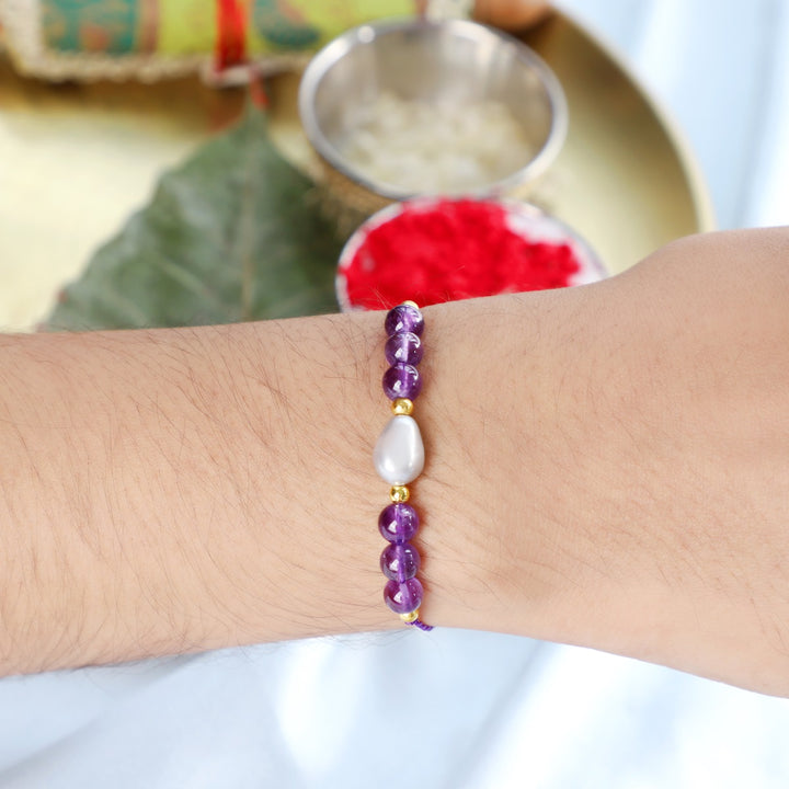 Amethyst and Pearl Rakhi - Serenity & Purity