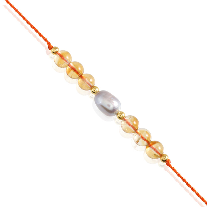 Citrine and Pearl Rakhi - Abundance & Purity