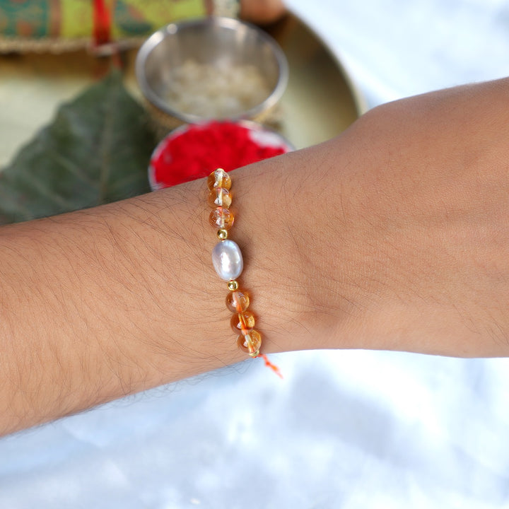 Citrine and Pearl Rakhi - Abundance & Purity