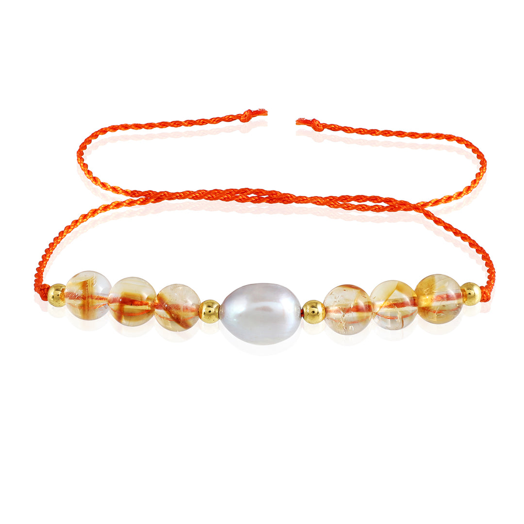 Citrine and Pearl Rakhi - Abundance & Purity