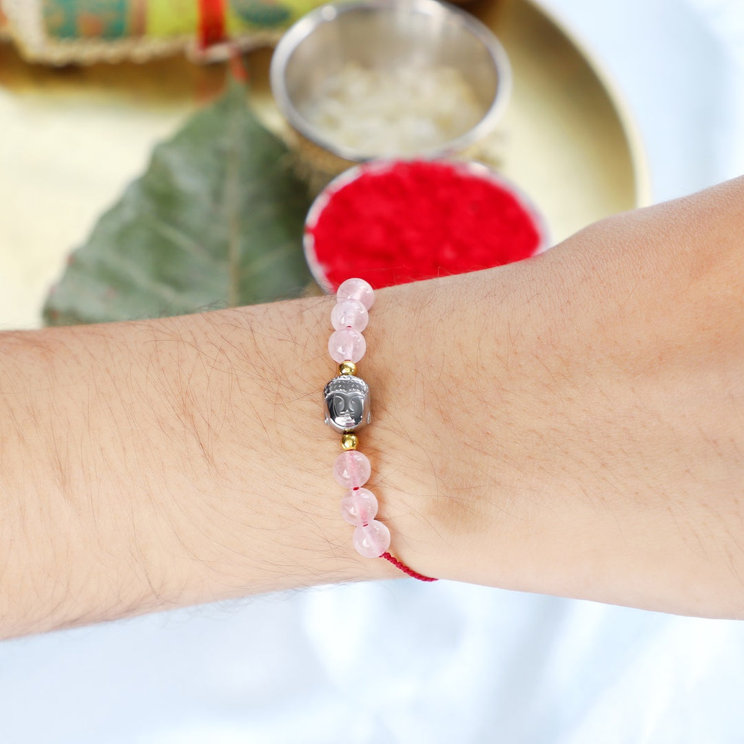 Rose Quartz Buddha Rakhi - Love & Stability