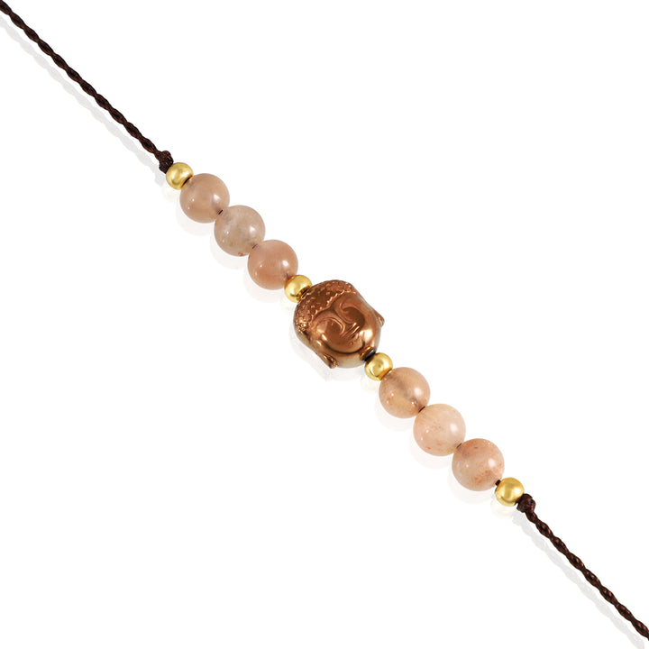 Chocolate Moonstone Buddha Rakhi - Balance & Grounding