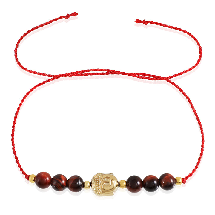 Red Tiger's Eye Hematite Buddha Rakhi - Courage & Grounding