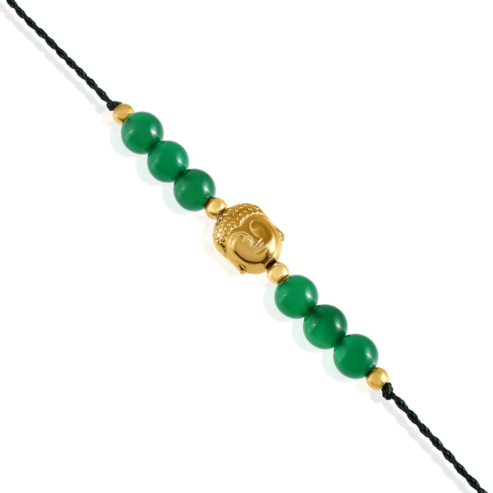 Green Onyx Buddha Rakhi - Healing & Serenity