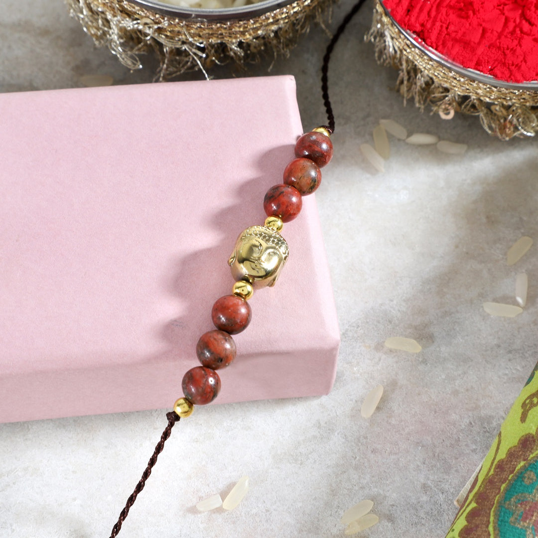 Red Jasper Buddha Rakhi - Courage & Grounding