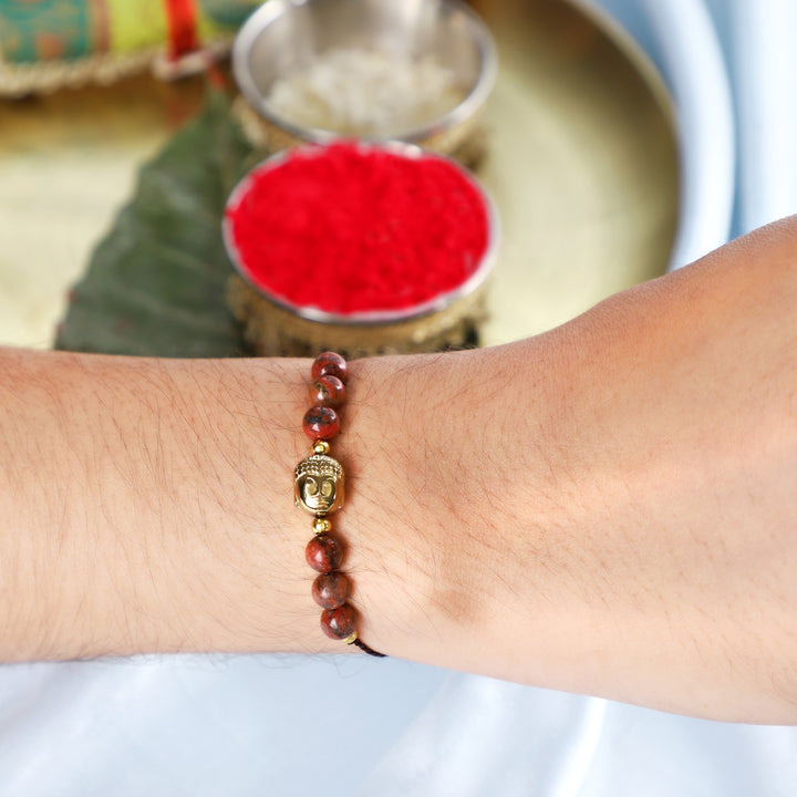 Red Jasper Buddha Rakhi - Courage & Grounding