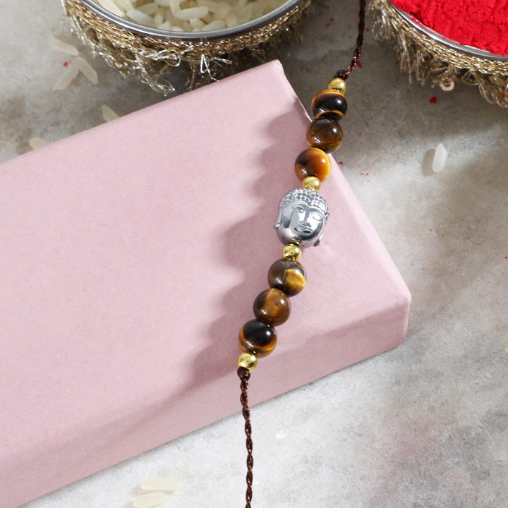 Tiger's Eye Buddha Rakhi - Courage & Stability