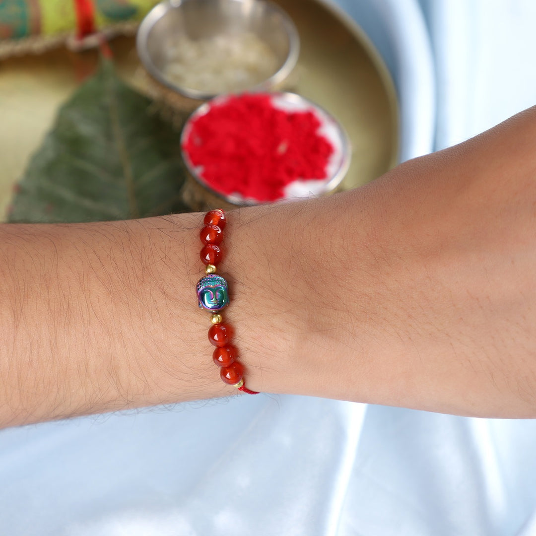 Carnelian Buddha Rakhi - Vitality & Serenity