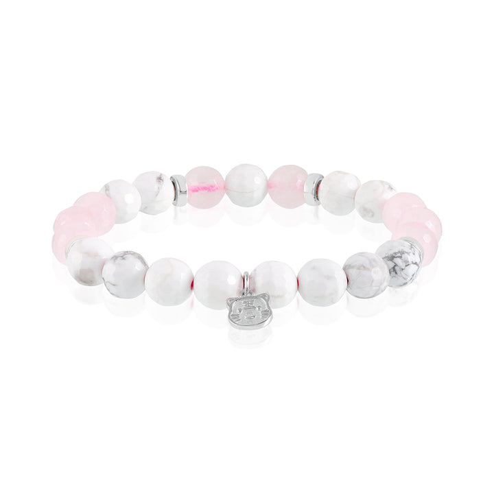 Howlite and Rose Quartz Jewelry Set - Bracelet and Earrings Combo