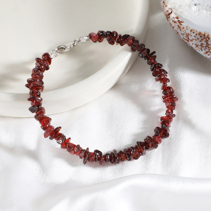 Garnet Nugget Silver Bracelet - Passion & Vitality