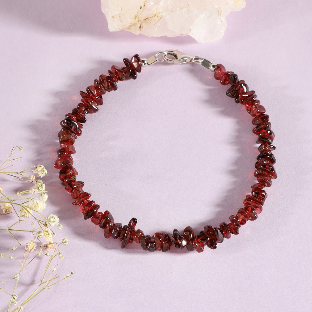 Garnet Nugget Silver Bracelet - Passion & Vitality