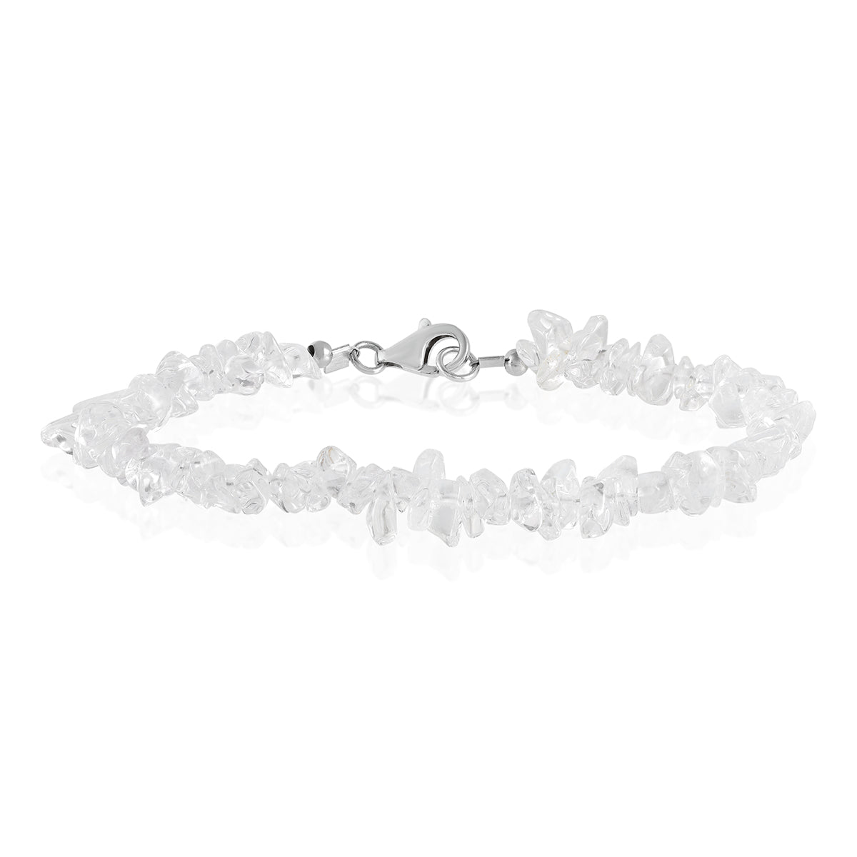 Clear Quartz Nugget Silver Bracelet - Radiant Clarity & Elegance