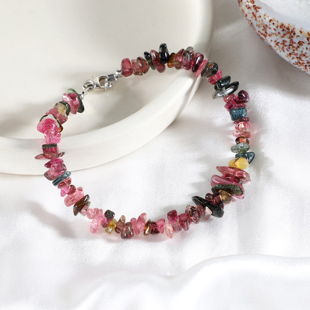 Multi Tourmaline Nugget Silver Bracelet - Balance & Positivity