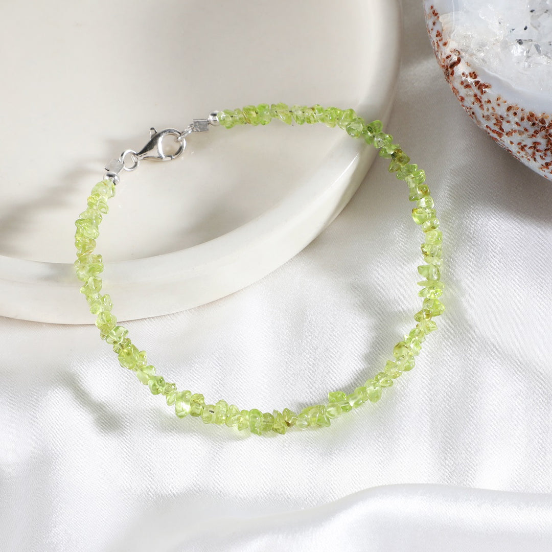 Peridot Nuggets Silver Bracelet - Renewal & Prosperity