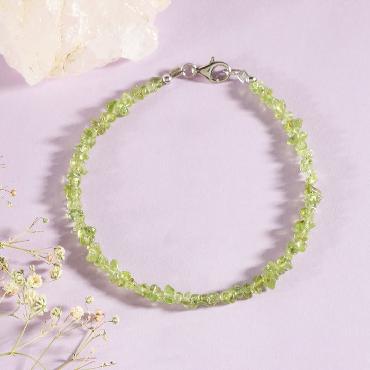 Peridot Nuggets Silver Bracelet - Renewal & Prosperity