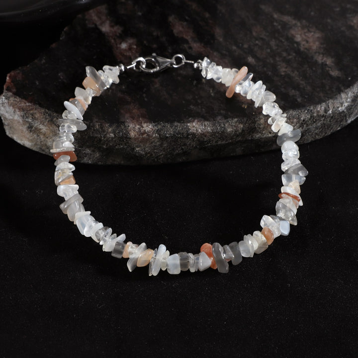 Multi Moonstone Nugget Silver Bracelet - Harmony & Intuition