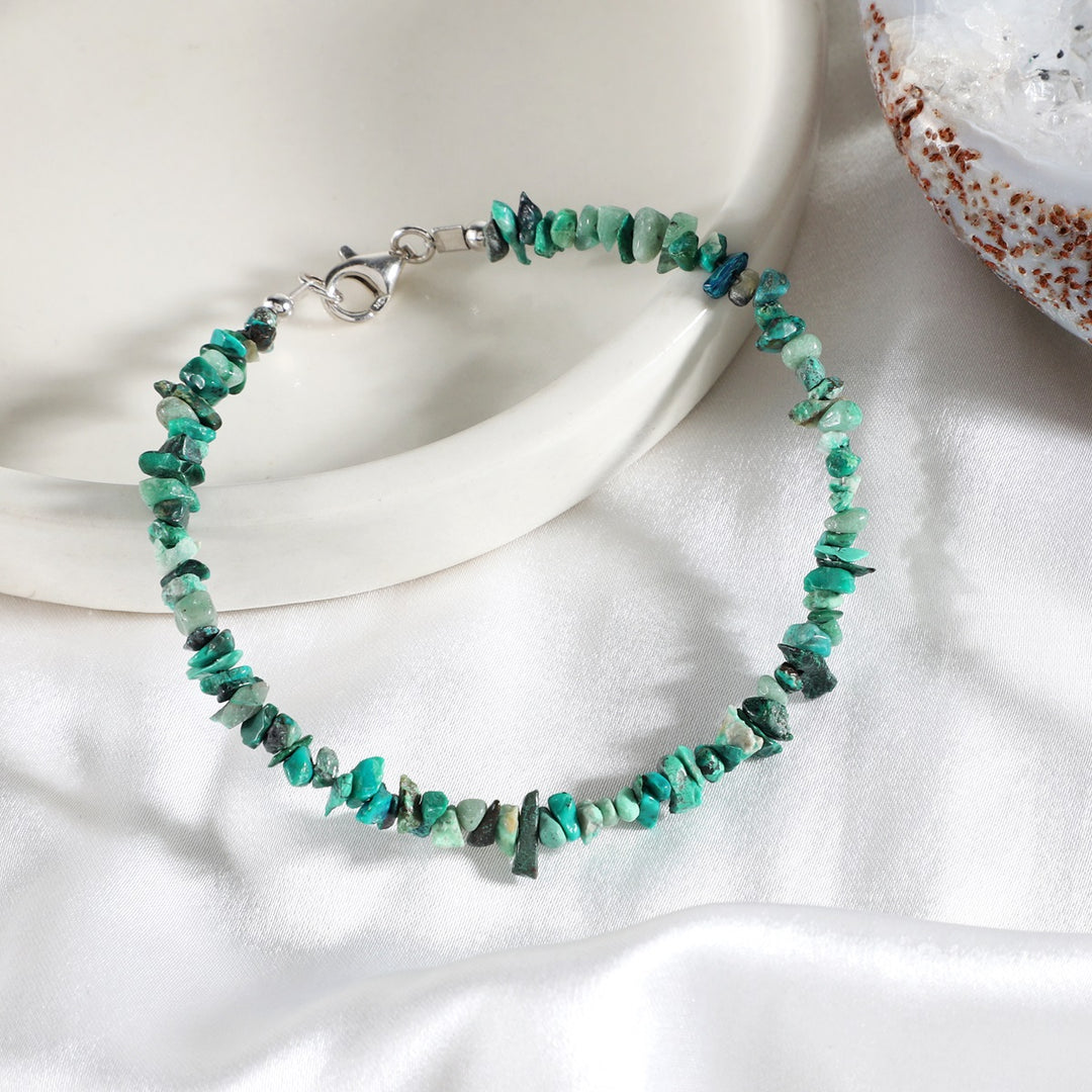 Chrysocolla Nugget Silver Bracelet - Harmony & Empowerment