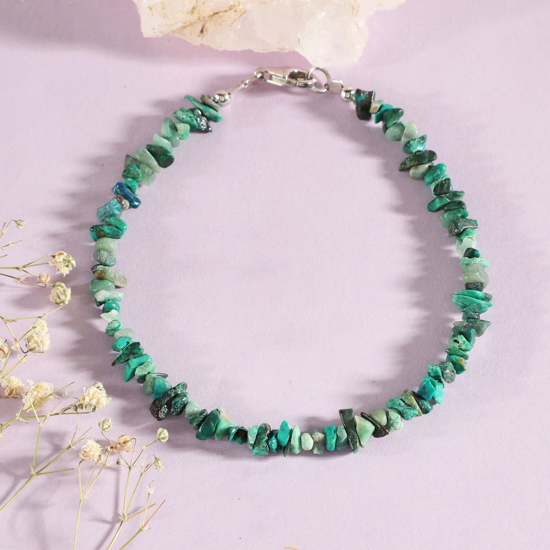 Chrysocolla Nugget Silver Bracelet - Harmony & Empowerment