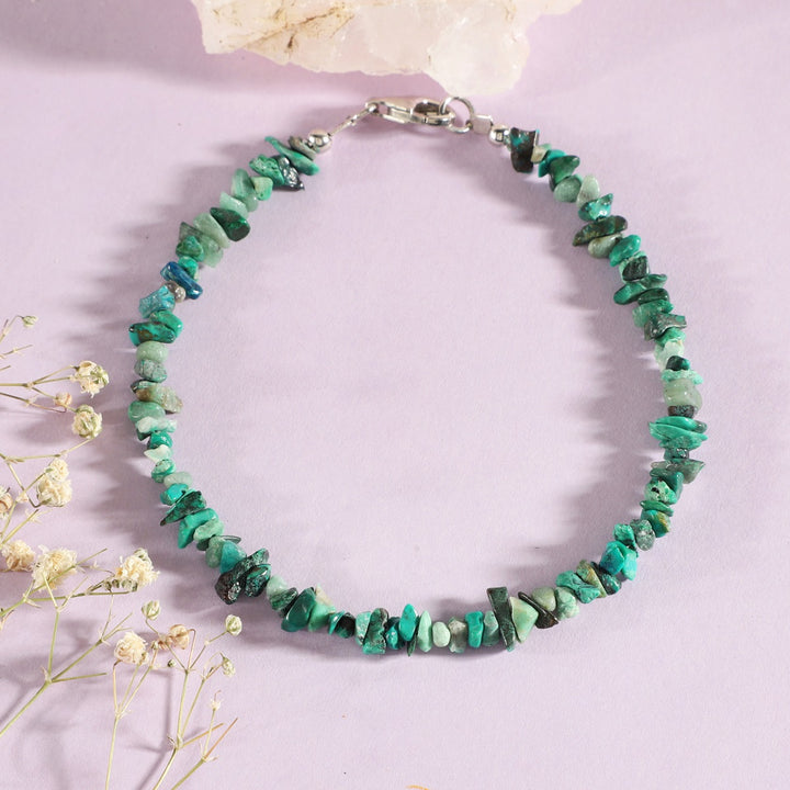 Chrysocolla Nugget Silver Bracelet - Harmony & Empowerment