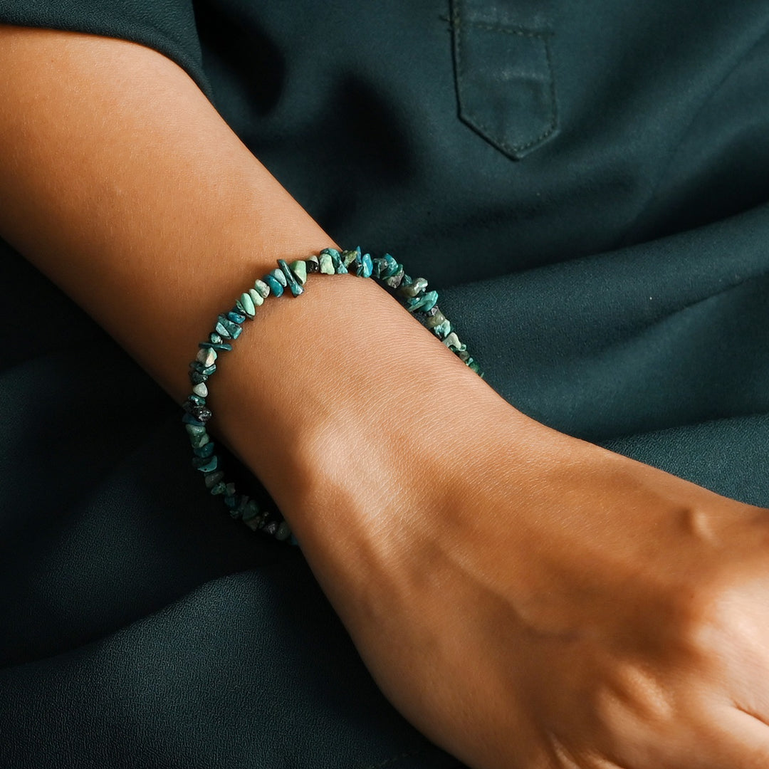 Chrysocolla Nugget Silver Bracelet - Harmony & Empowerment