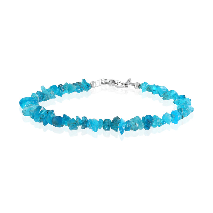 Neon Apatite Nugget Silver Bracelet - Motivation & Clarity