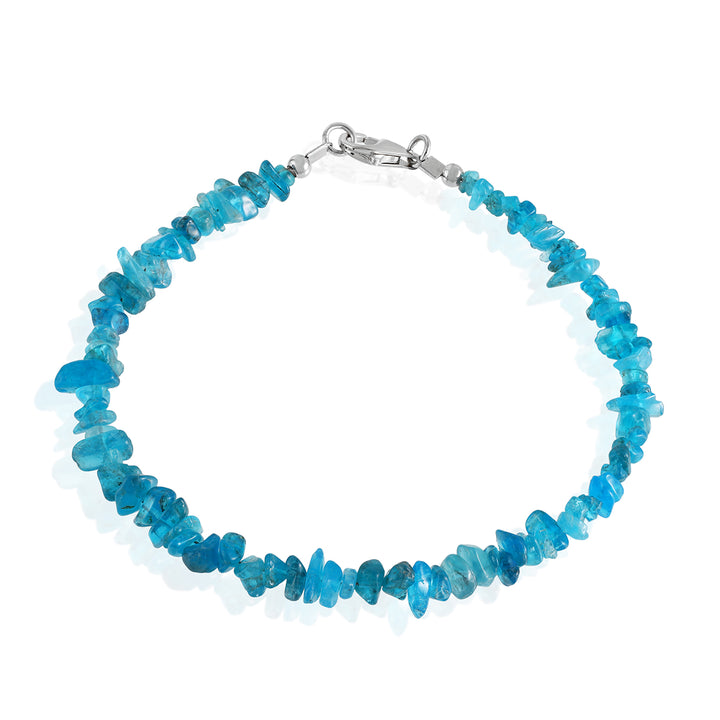 Neon Apatite Nugget Silver Bracelet - Motivation & Clarity