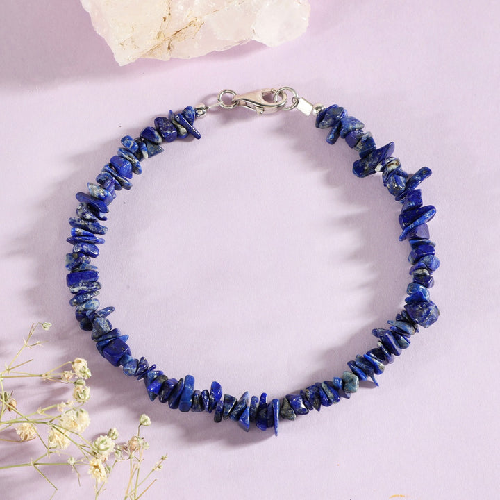 Lapis Lazuli Nugget Silver Bracelet - Wisdom & Serenity