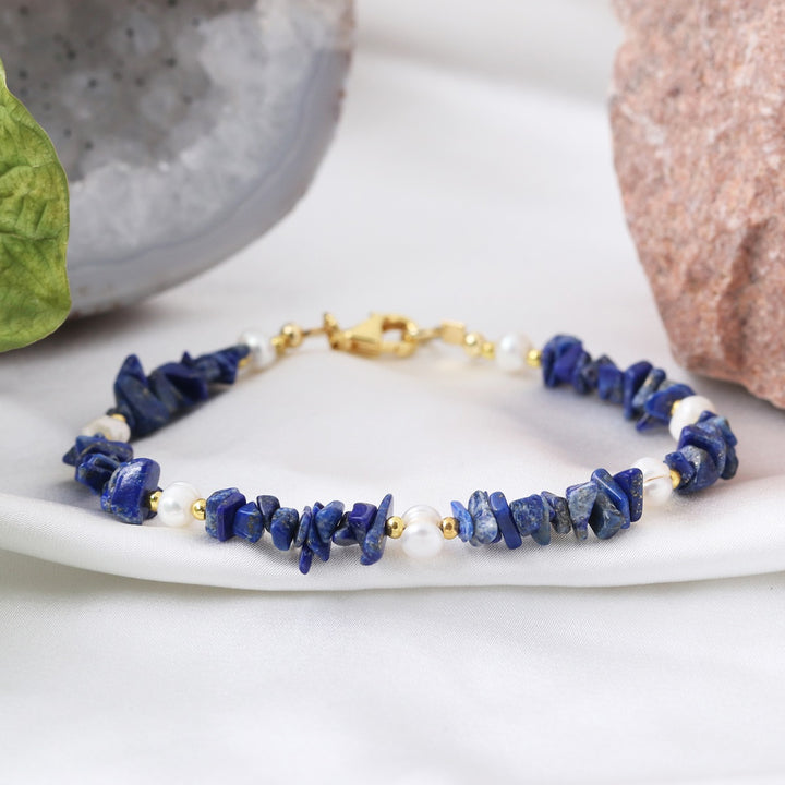 Lapis Lazuli and Pearl Bracelet - Wisdom & Purity