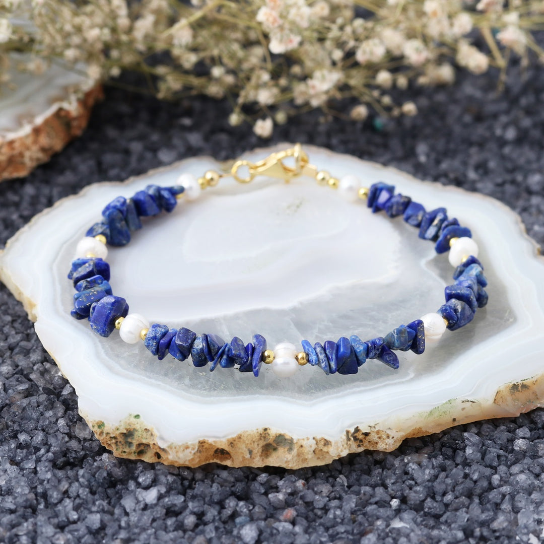 Lapis Lazuli and Pearl Bracelet - Wisdom & Purity